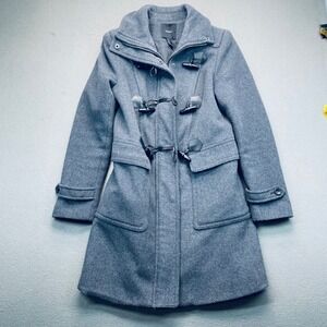 Forever 21 Grey Wool‎ Blend Duffle Coat Toggle Closure Size S